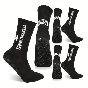 6pairs Silicone Dots Non-slip Football Socks Sport Crew Socks, Outdoor Sports Socks For Soccer, Running, Cycling, Hiking