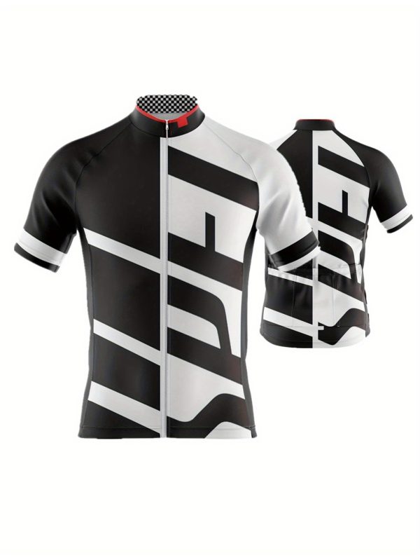 Men's Short-Sleeve Cycling Jersey, Anti-Slip Zipper, Quick-Dry Breathable Road & Mountain Bike Top