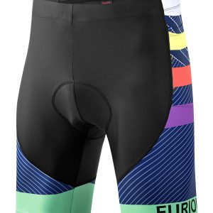 Men's Color Blocked High Stretch Cycling Shorts, 4D Padded Bicycle Riding Pants Bike Biking Clothes Cycle Shorts