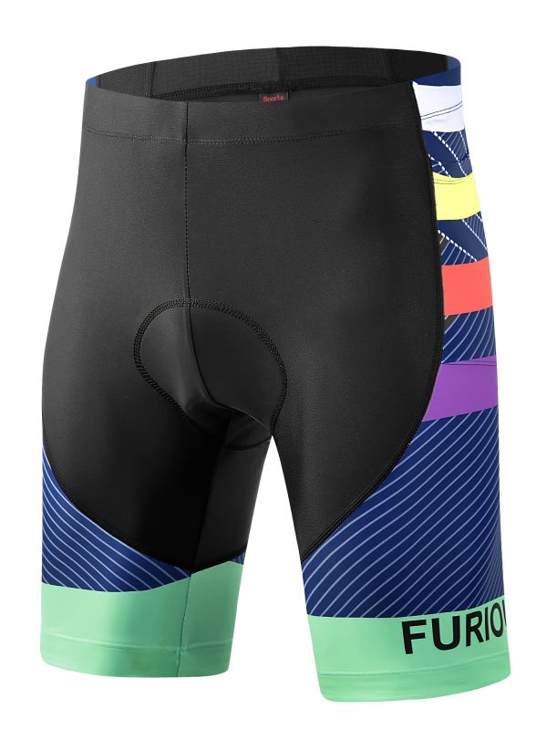 Men's Color Blocked High Stretch Cycling Shorts, 4D Padded Bicycle Riding Pants Bike Biking Clothes Cycle Shorts