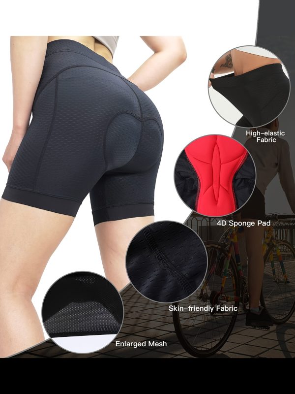 Breathable Stretchy Cycling Sports Shorts, Padded High-waisted Skinny Yoga Bike Shorts, Women's Activewear