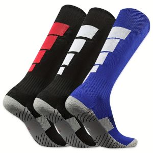 3-Pack Men's Athletic Crew Performance Sport Stockings Polyester 95%, Spandex 5% - Breathable, Moisture-Wicking, Cushioned Sole, Geometric Knit Fabric, Hand Wash - Versatile for Running, Soccer, Cycling