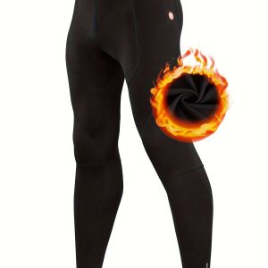 Men's Cycling Bike Fleece Lined Pants 4D Padded Road Bicycle Tights Outdoor Biking Leggings.