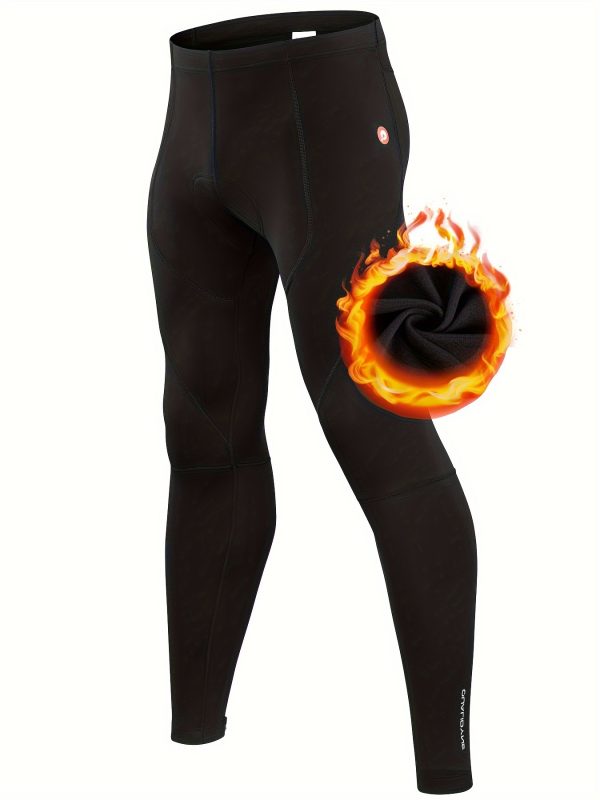 Men's Cycling Bike Fleece Lined Pants 4D Padded Road Bicycle Tights Outdoor Biking Leggings.