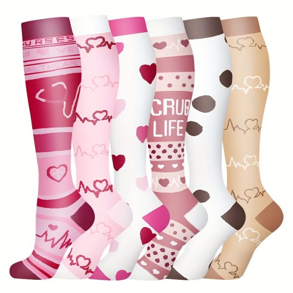 6 Pairs Of Combination Socks, Outdoor Cycling Compression Socks, Sports Fitness Socks, Elastic Socks